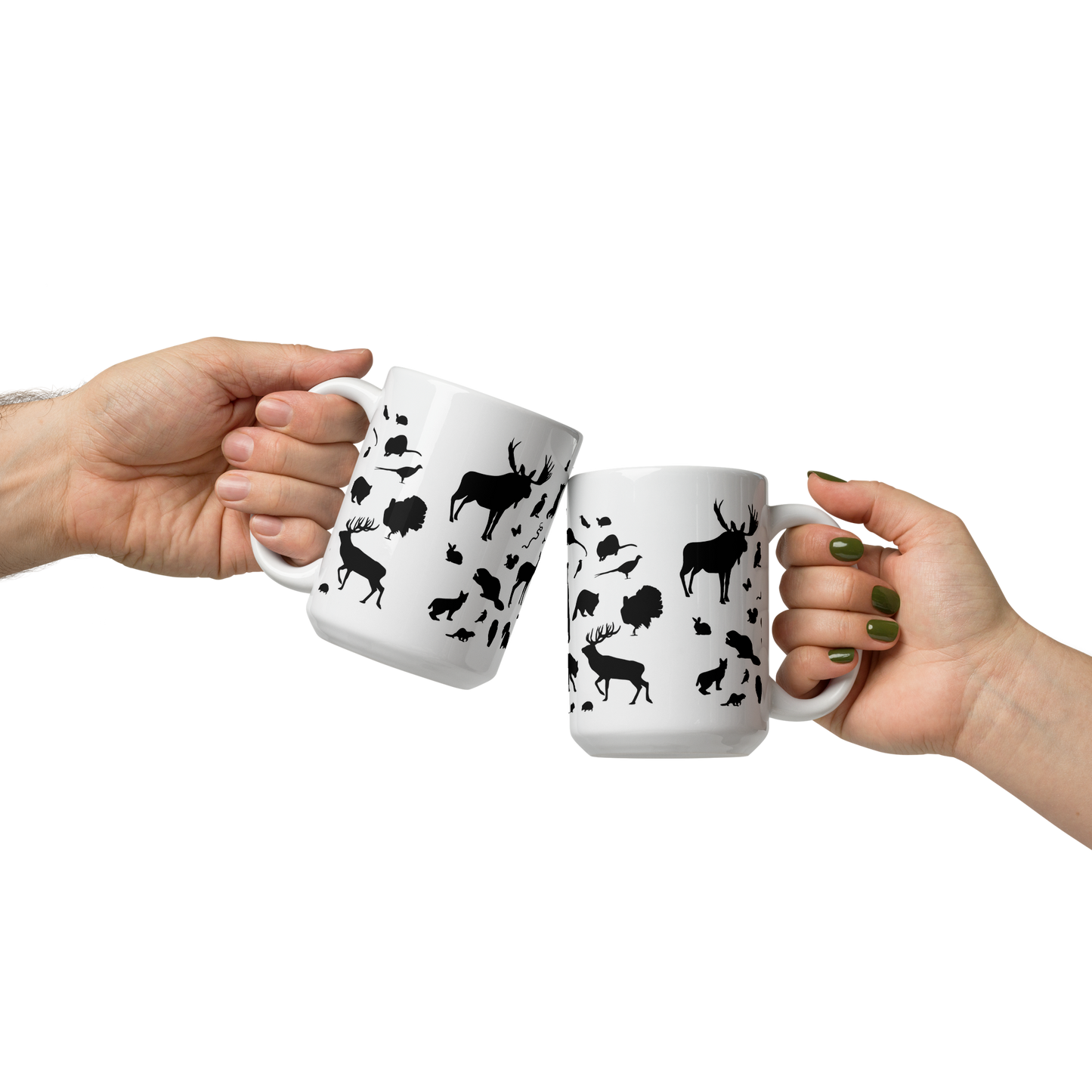 Vit Blank Mugg - Djursiluetter