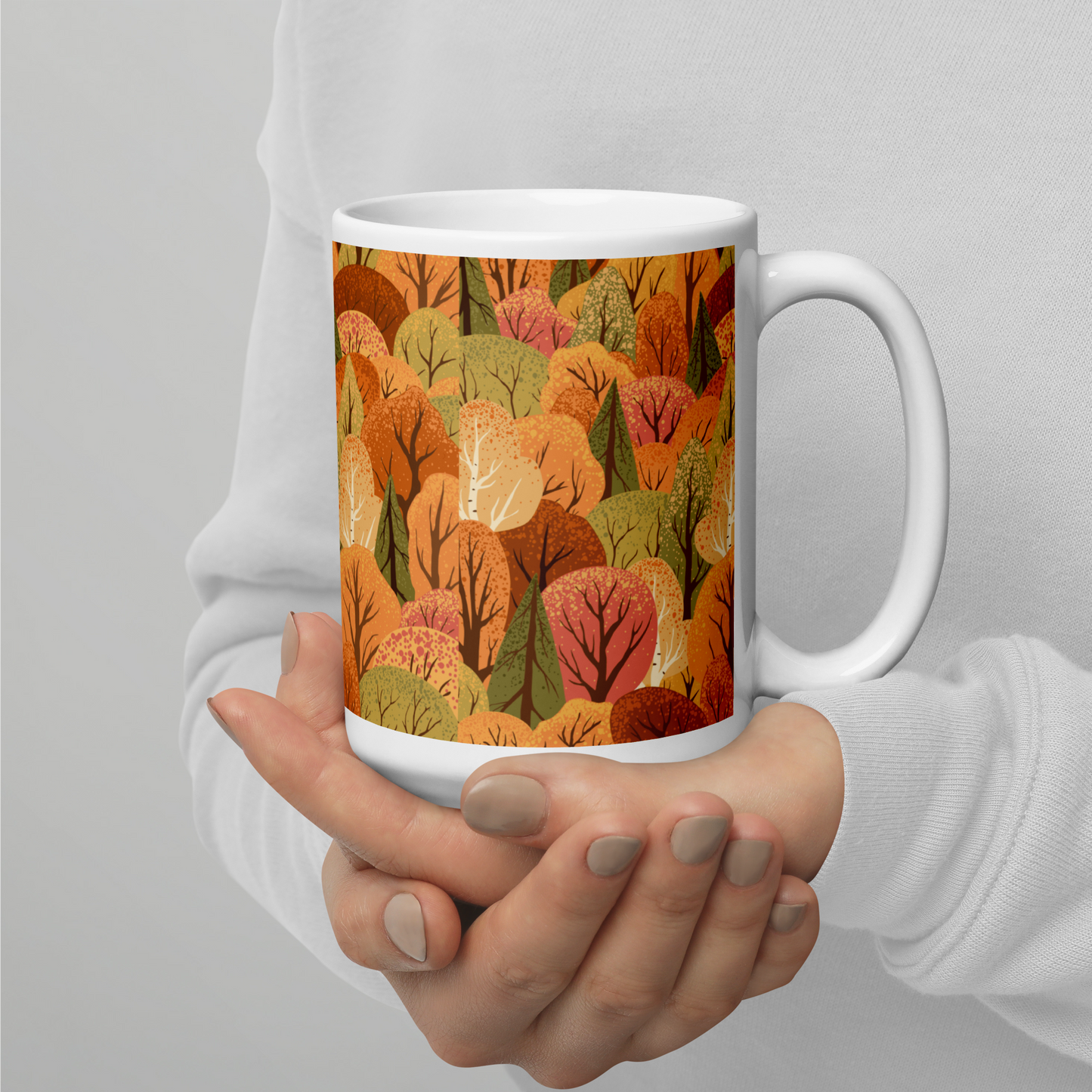 Vit Blank Mugg - Höstskog