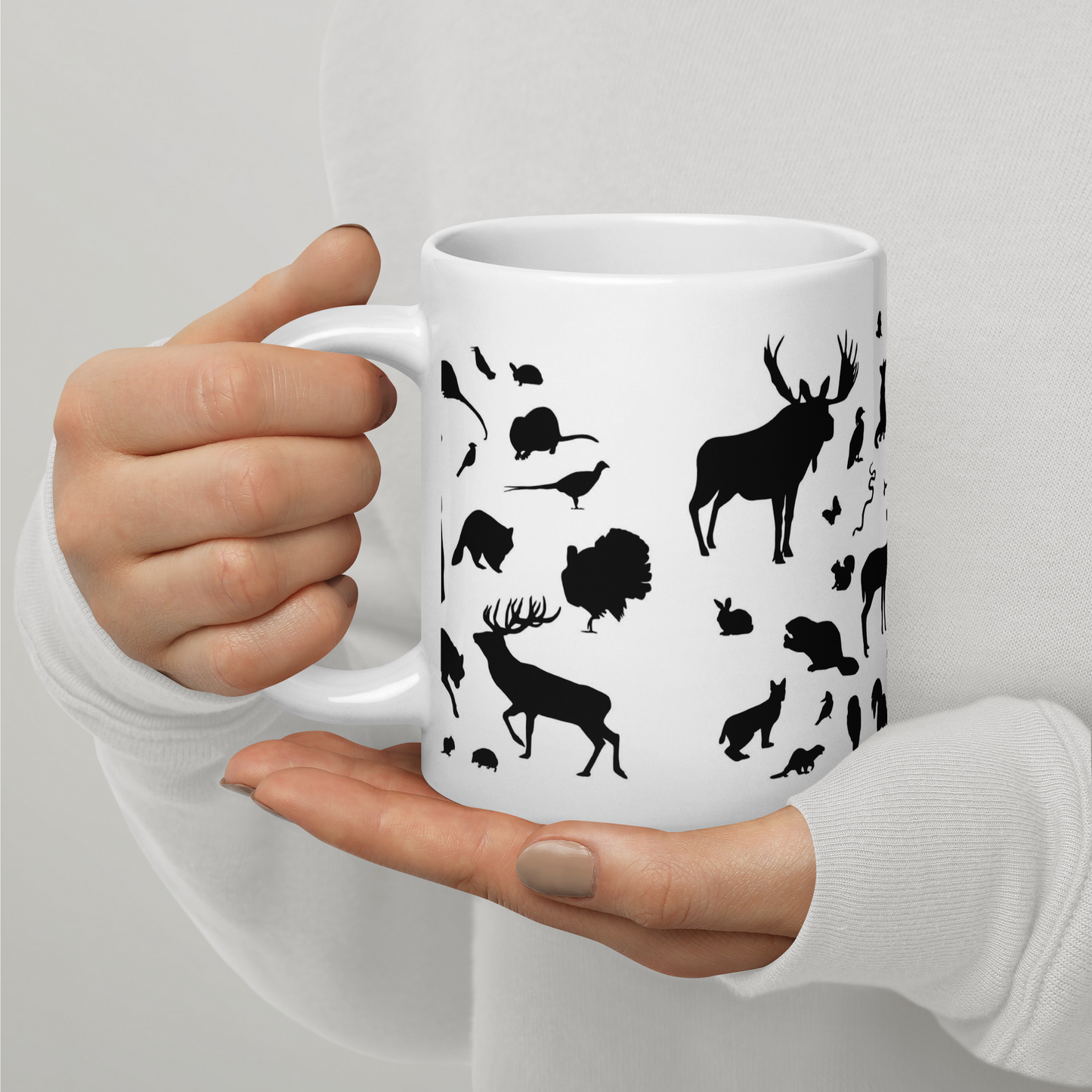 Vit Blank Mugg - Djursiluetter