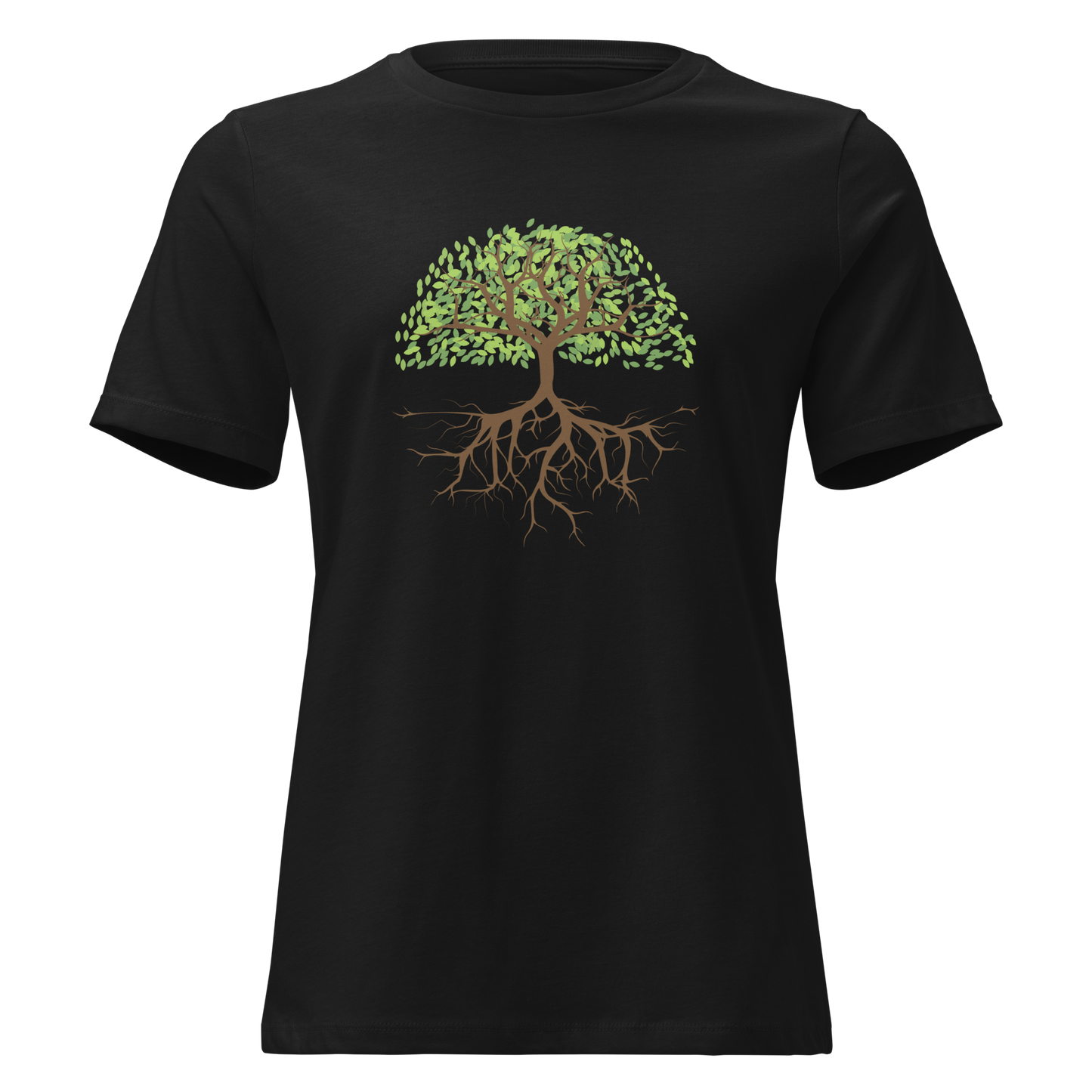 Avslappnad T-shirt för Kvinnor – Trädrötter Design