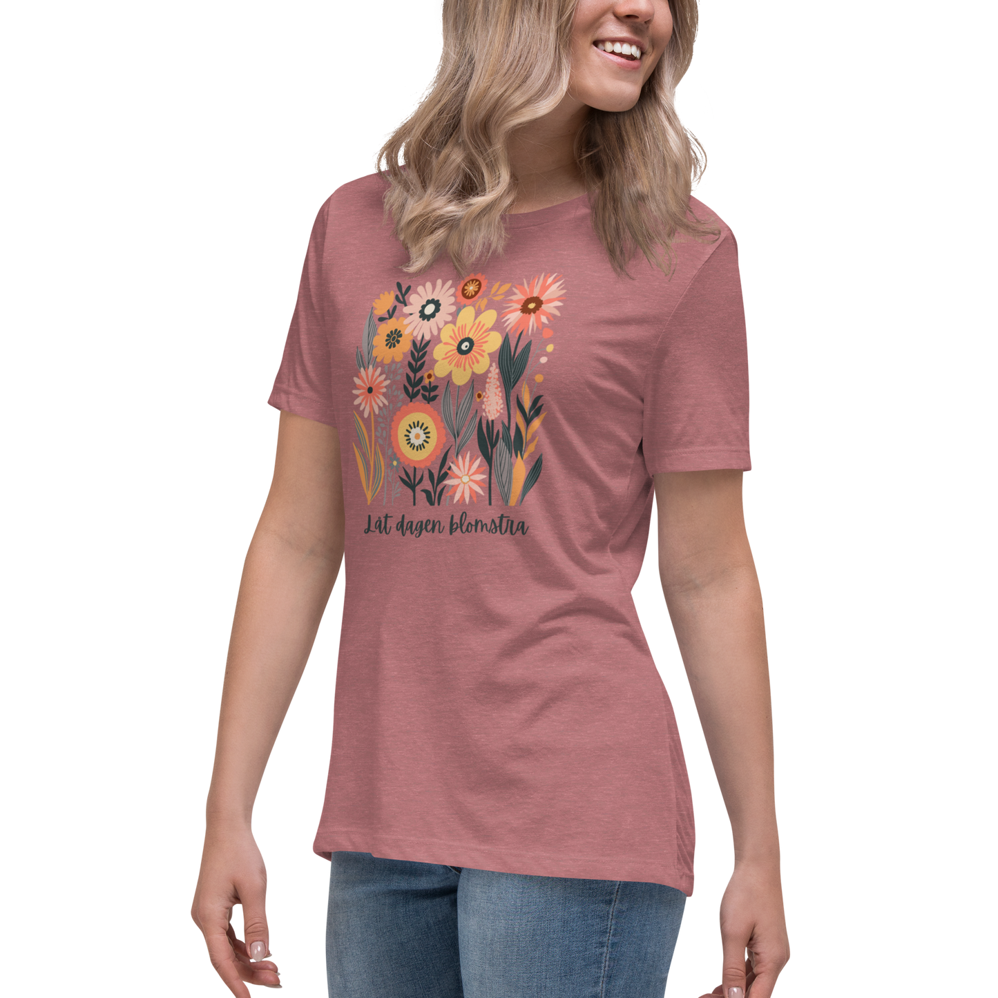Avslappnad T-shirt för Kvinnor – Låt Dagen Blomstra