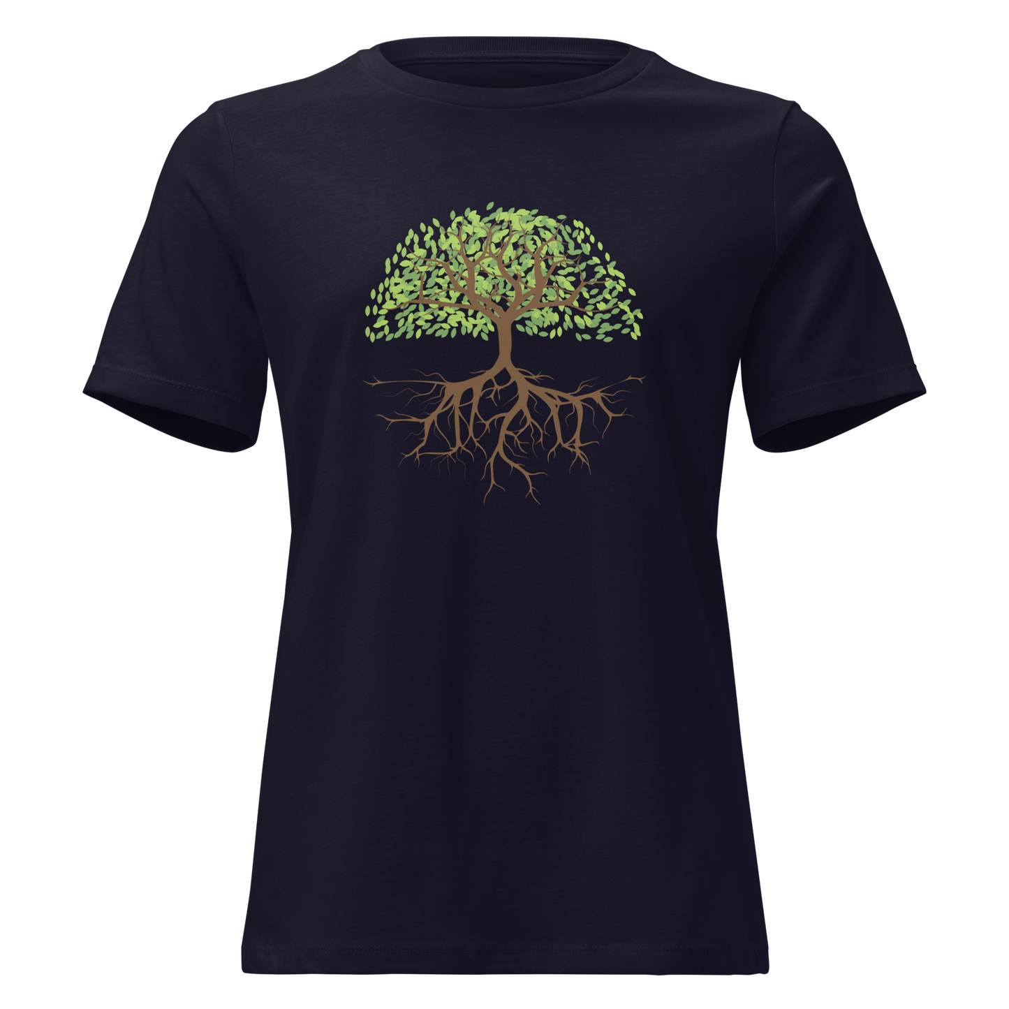 Avslappnad T-shirt för Kvinnor – Trädrötter Design
