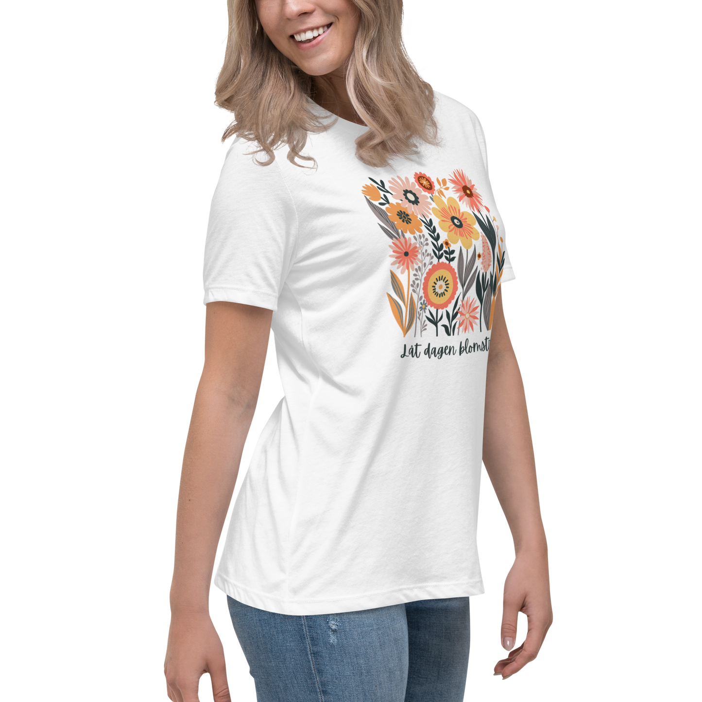 Avslappnad T-shirt för Kvinnor – Låt Dagen Blomstra